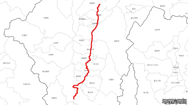 飯田線(天竜峡～辰野)路線図