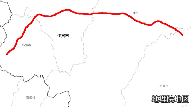 近鉄大阪線(赤目口～伊勢中川)路線図