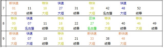 安城駅下り時刻表