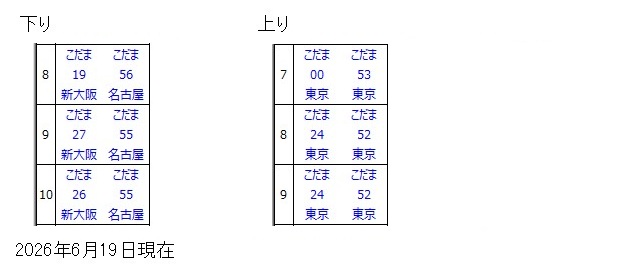 東海道新幹線三河安城駅時刻表