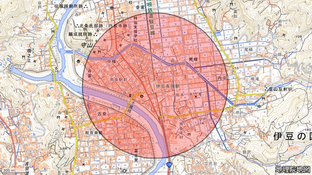 伊豆長岡駅周辺図
