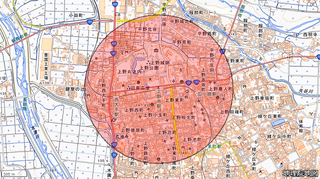 上野市駅周辺図
